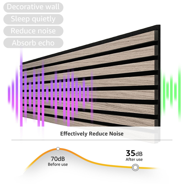 AKUSLAT 2400mm Two Pieces of Walnut Wall Panel Felt Acoustic Wall Decorative Wood Wall Salt Acoustic Panels For Apartment